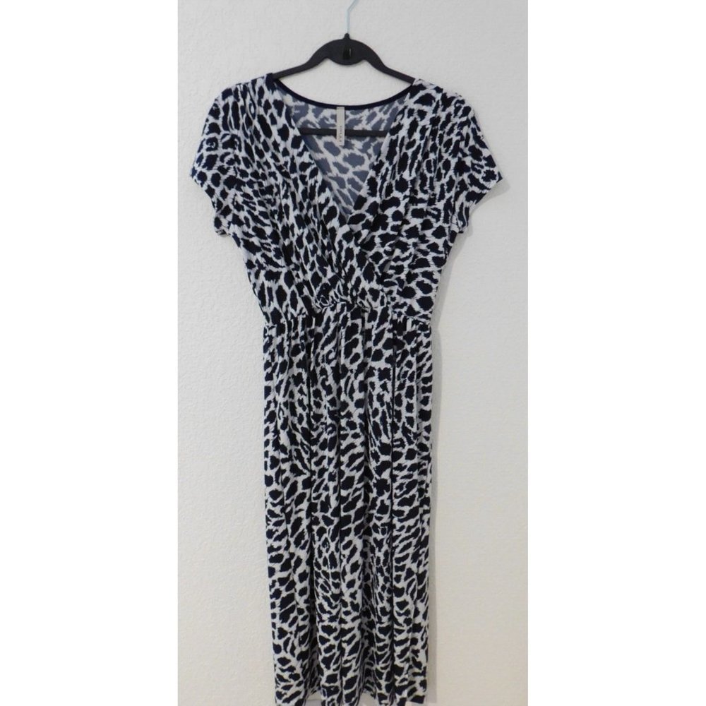 Gilli Black White Animal Print Casual Womens Dress Size Large